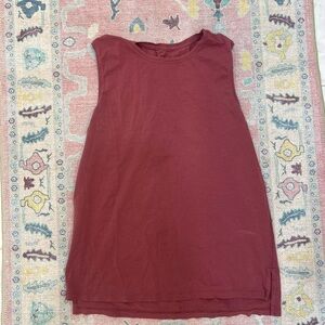 Red Muscle Tee Round Neck Sleeveless